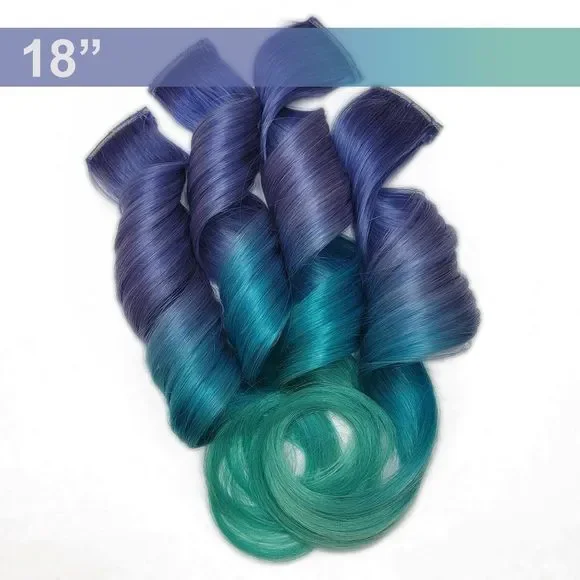 Unicorn Periwinkle Ombre Double Drawn Clip in Real Remy Human Hair Extensions PURPLE OMBRE HIGHLIGHTS CLIP-IN HAIR EXTENSIONS main image 3
